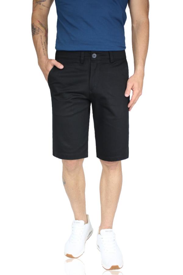 Bermuda Color Negro Slim Fit Stretch De Algodón Para Caballero 